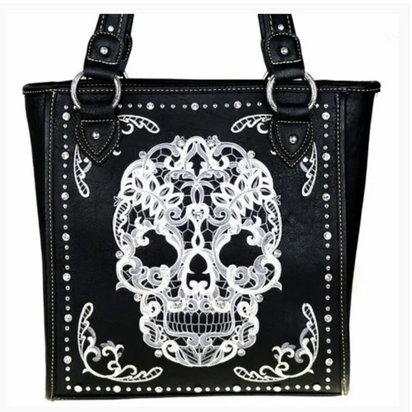 Montana West Handbags - Black/White Montana West Sugar Skull Tote Bag